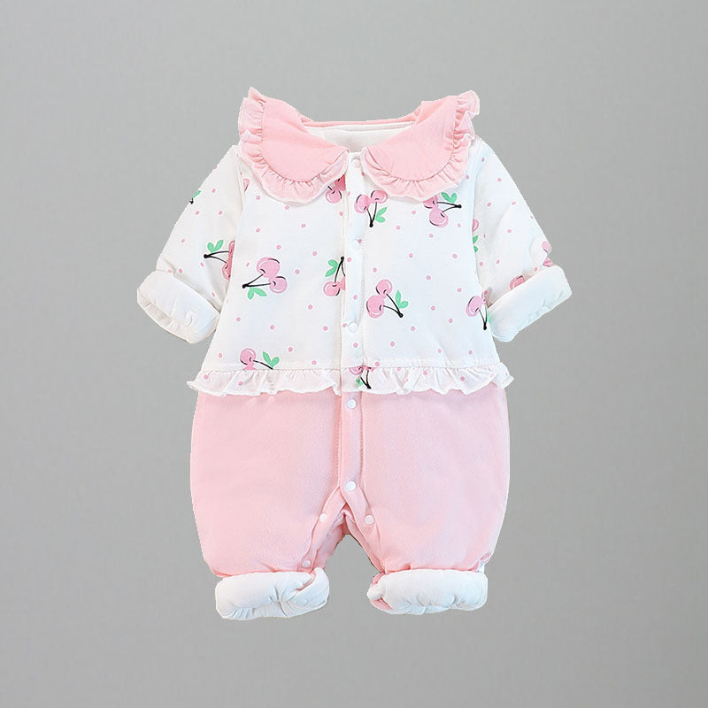 Sara Cute Baby Autumn Thin Cotton Warm Jumpsuit