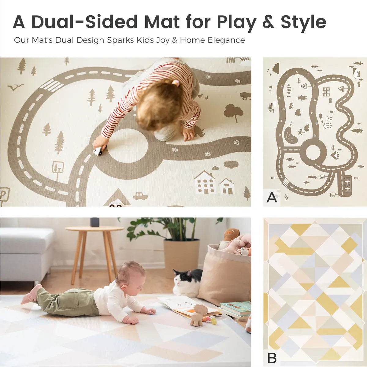 Double-Sided Baby Playmat Urban Zoo Adventure
