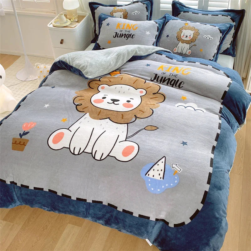 Cute Cartoon Milk Velvet Bedding Set Of Four Bedding - GuGuTon baby store - Baby Fashion - Toddlers Outfits - Babies Outfits - Toddler Clothes - Kids Clothing - Newborn Clothes - Newborn Wear - Kids Wear - Trending Clothes - Trending Outfits - Fall Fashion - Winter Fashion - Girls Clothes - Boys Clothes - Babies Wear - Kids Accessories - KidsWear - Summer Clothes - Summer Fashion - Summer Trend - Falls Sweaters - Tops - Bottom - Jeans - Blouse - Dresses - Newborn Dresses - Toys