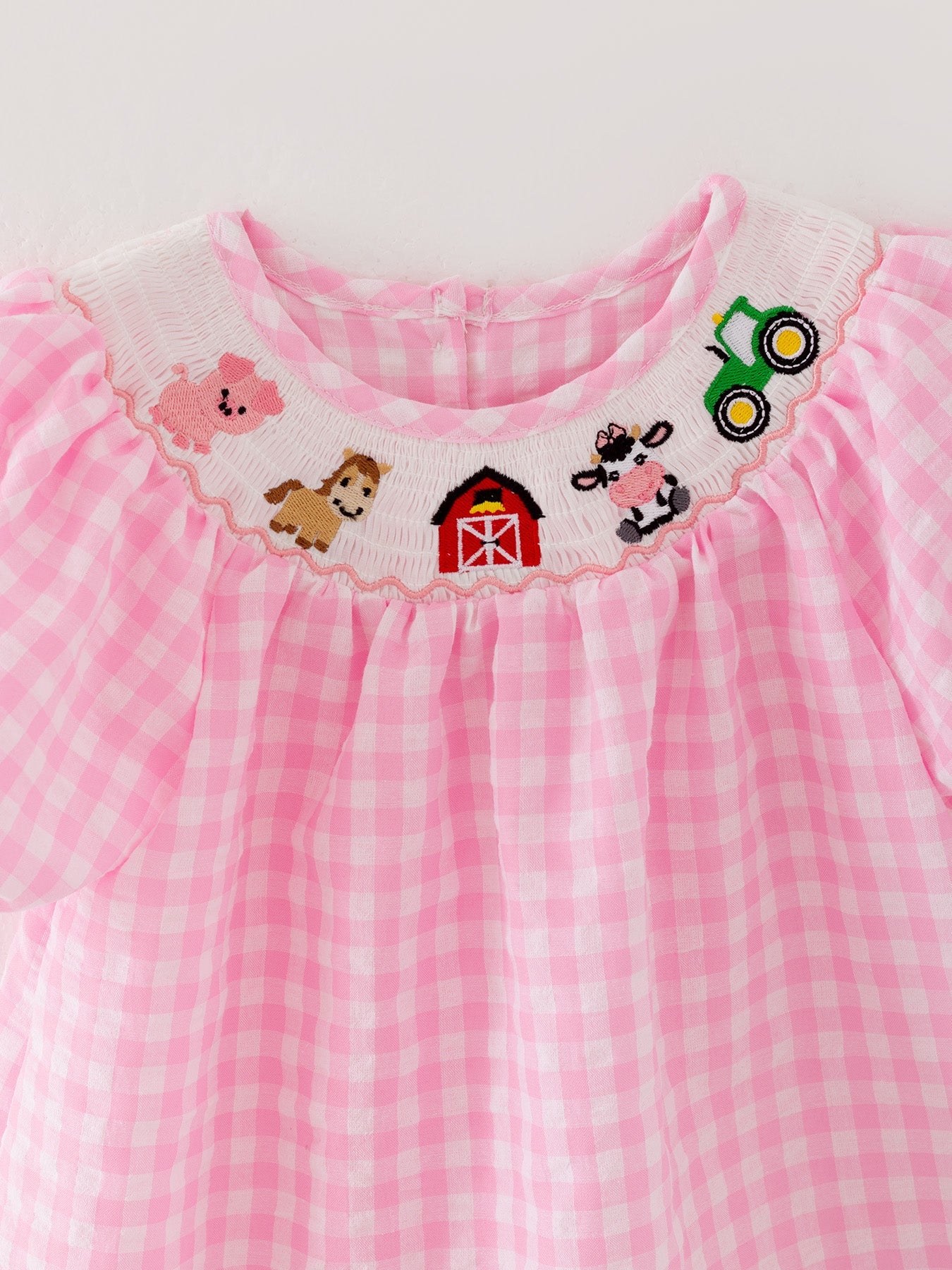 Delia Farm Pink Smocking Embroidered Girls Dress