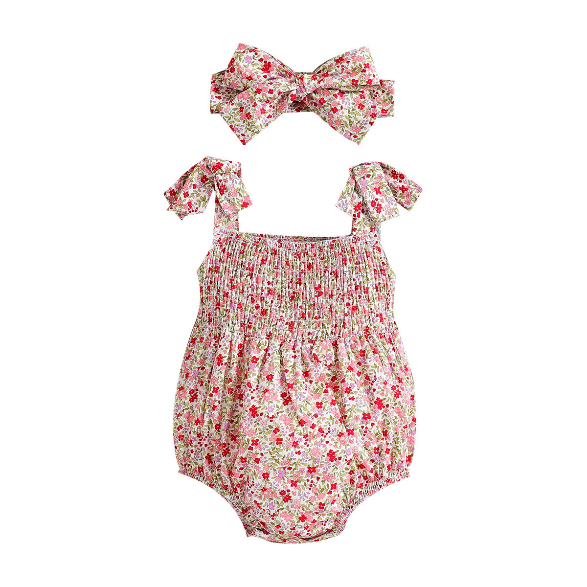 Laura Floral Strap Smocking Girl Rompers