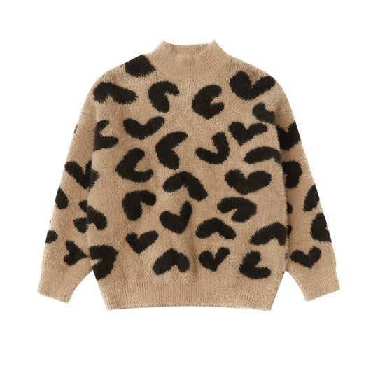 Lian Children's leopard-print mink wool sweater