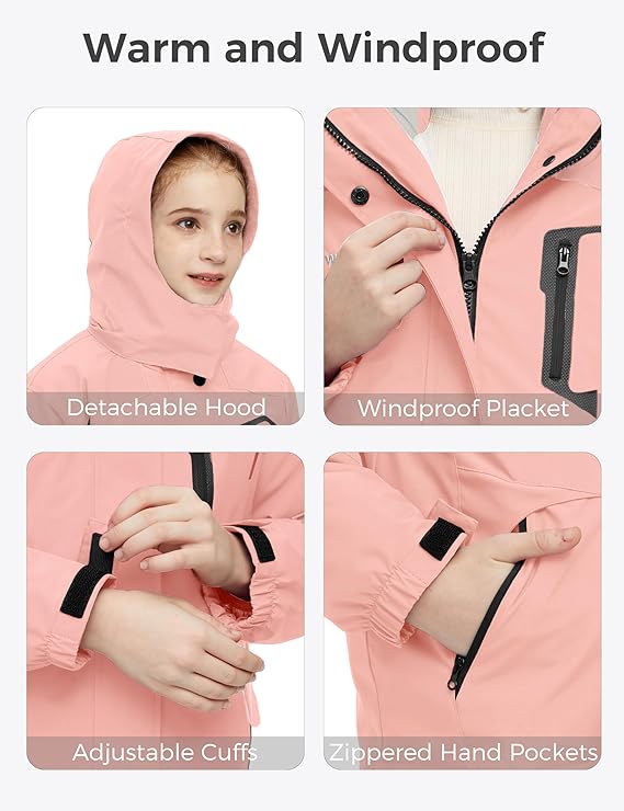 Letty Girl's 3-in-1 Ski Jacket - Warm Fleece Lined Winter Snow Coat