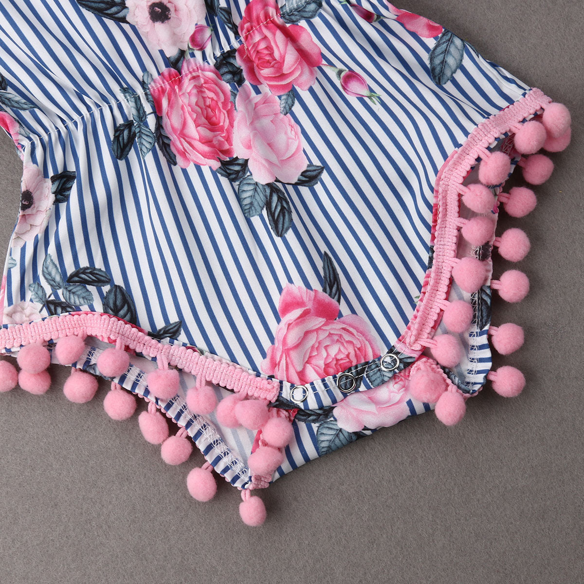 Rosmalyn print romper Striped and small ball decoration - GuGuTon baby store - Baby Fashion - Toddlers Outfits - Babies Outfits - Toddler Clothes - Kids Clothing - Newborn Clothes - Newborn Wear - Kids Wear - Trending Clothes - Trending Outfits - Fall Fashion - Winter Fashion - Girls Clothes - Boys Clothes - Babies Wear - Kids Accessories - KidsWear - Summer Clothes - Summer Fashion - Summer Trend - Falls Sweaters - Tops - Bottom - Jeans - Blouse - Dresses - Newborn Dresses - Toys
