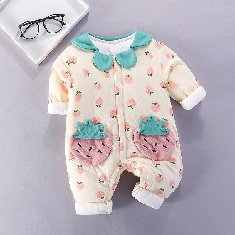 Sara Cute Baby Autumn Thin Cotton Warm Jumpsuit