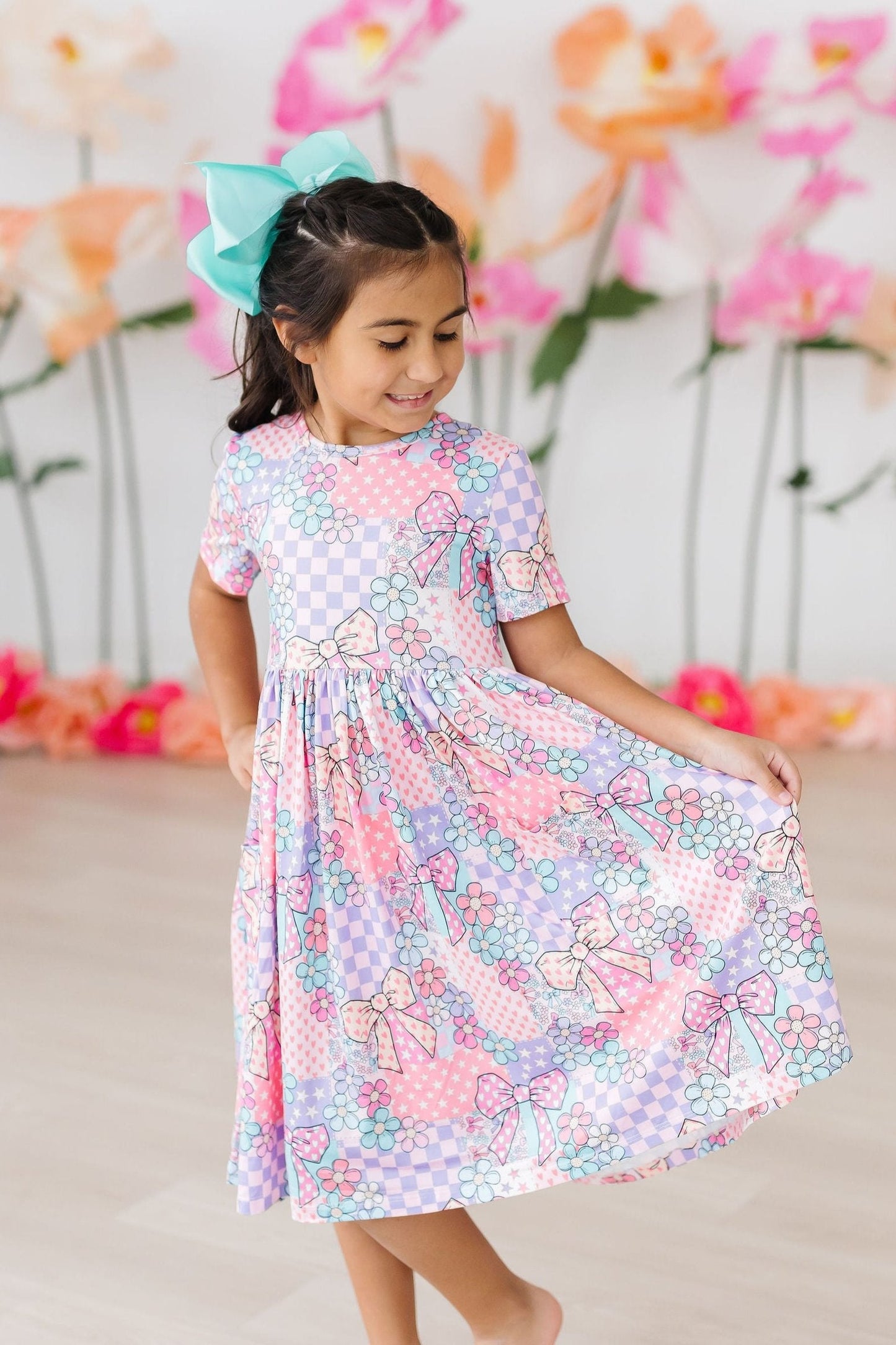 Jeisy Patchwork Princess S/S Pocket Twirl Dress