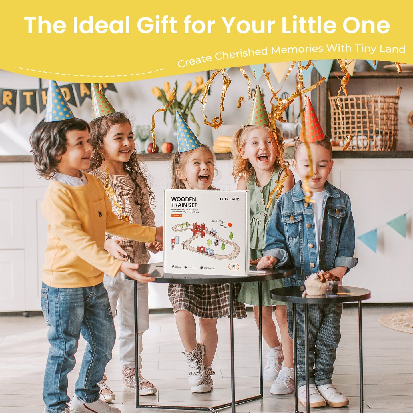 Wooden Train Set for Children 39 Pcs