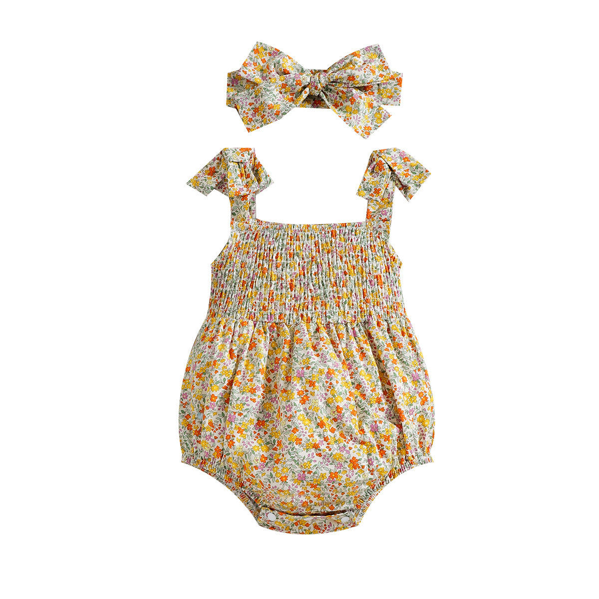 Laura Floral Strap Smocking Girl Rompers