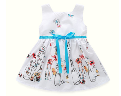 Greta Little girl white floral butterfly baby dress Princess