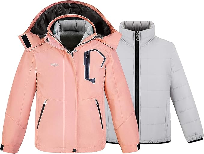 Letty Girl's 3-in-1 Ski Jacket - Warm Fleece Lined Winter Snow Coat