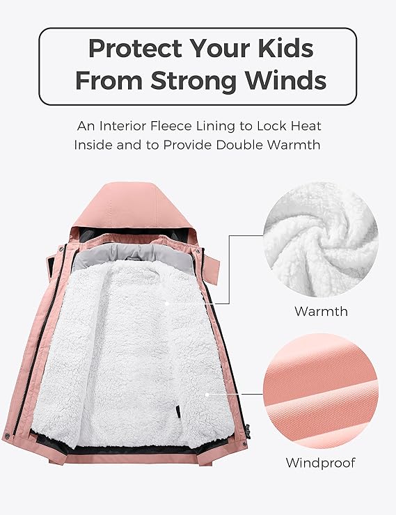 Letty Girl's 3-in-1 Ski Jacket - Warm Fleece Lined Winter Snow Coat