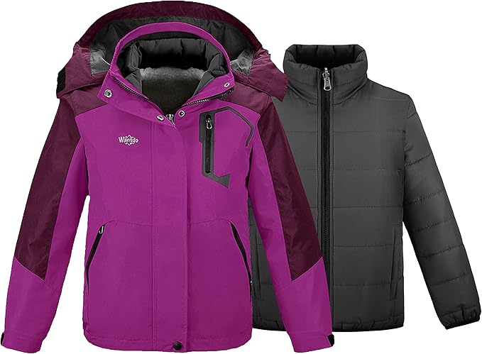 Letty Girl's 3-in-1 Ski Jacket - Warm Fleece Lined Winter Snow Coat