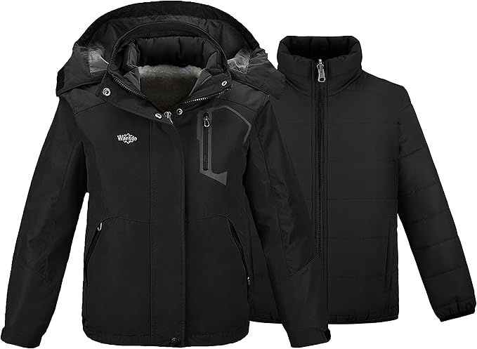 Letty Girl's 3-in-1 Ski Jacket - Warm Fleece Lined Winter Snow Coat