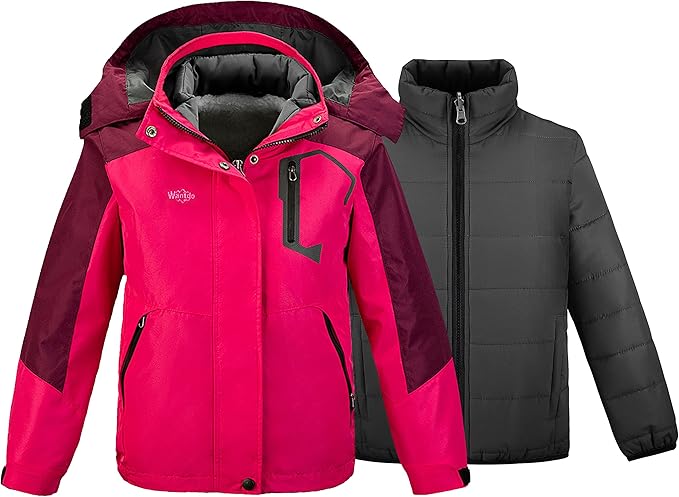 Letty Girl's 3-in-1 Ski Jacket - Warm Fleece Lined Winter Snow Coat