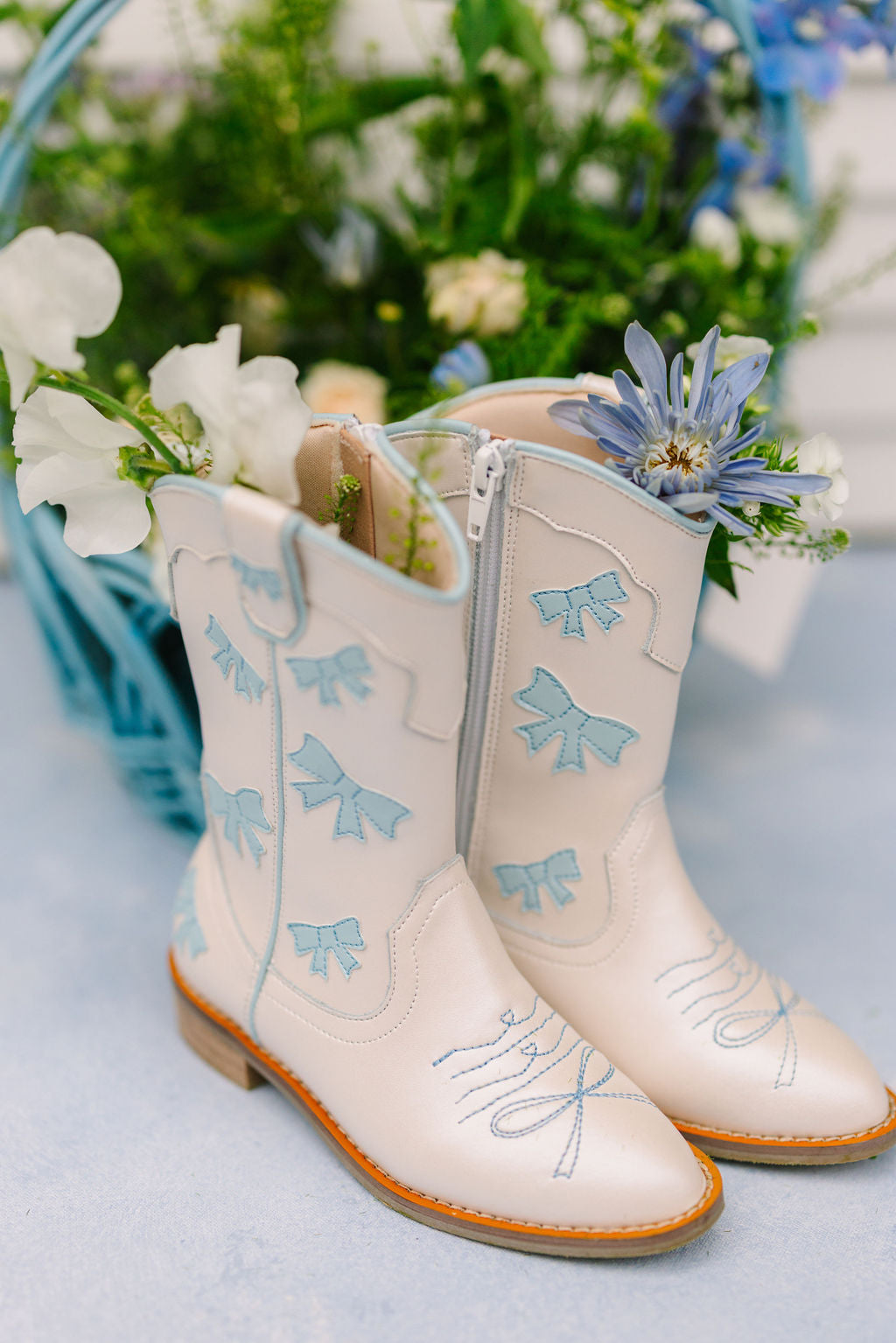 Gina Cowgirl Baby Blue Bow Boots