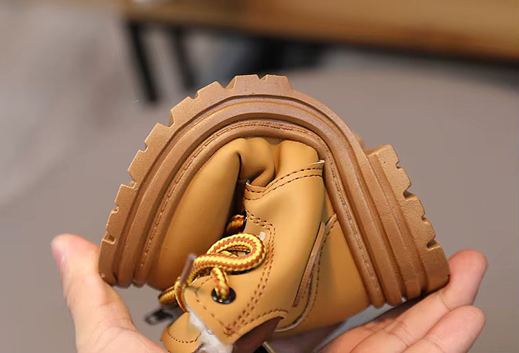 Servia Kids Winter Ankle Boots - Non-Slip Lace Up Boots with Zipper