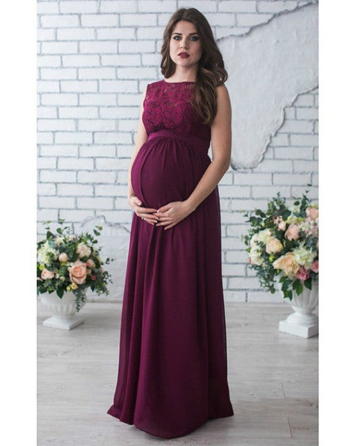 Kayla Lace Sleeveless Polyester Fiber Maternity Maxi Dress