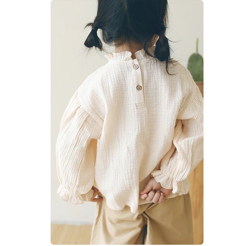 Harper Spring New Children's Japan And South Korea Magnanimous Cotton Crinkle Tops