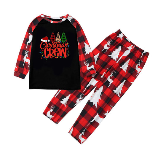 Christmas Parent-Child Pajama Set Alphabet Christmas Tree Plaid Printed