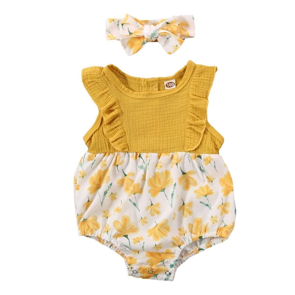 Anastacia Sleeveless  Floral Print Romper baby girls