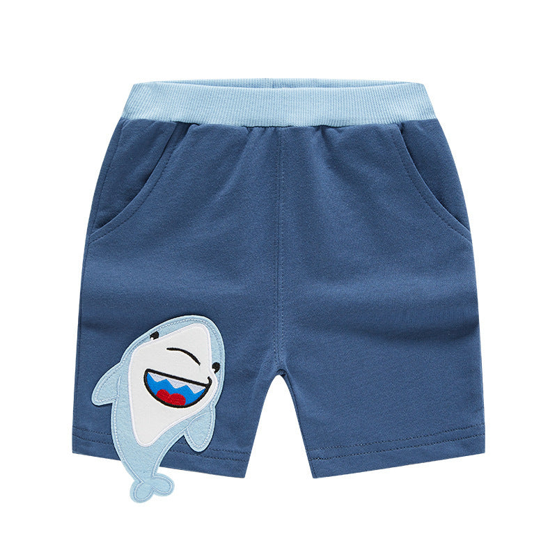 Leo Children's Summer Clothing New Children's Fifth Pants Boys' Shorts Baby Leisure Crawler Cartoon Dinosaur Bottoms Knitted Trousers