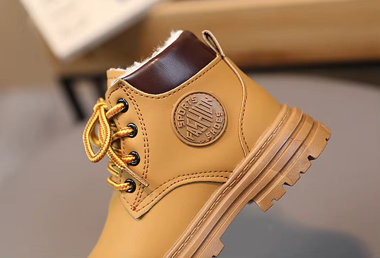 Servia Kids Winter Ankle Boots - Non-Slip Lace Up Boots with Zipper