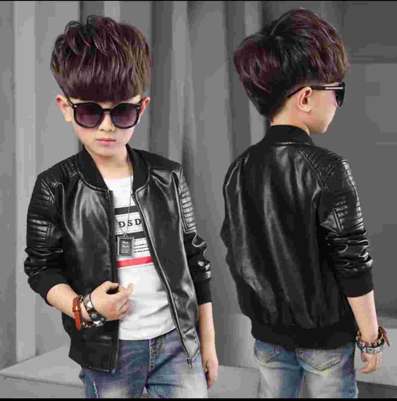 Brandon Boys Motorcycle Jacket - Faux Leather Coat for Kids