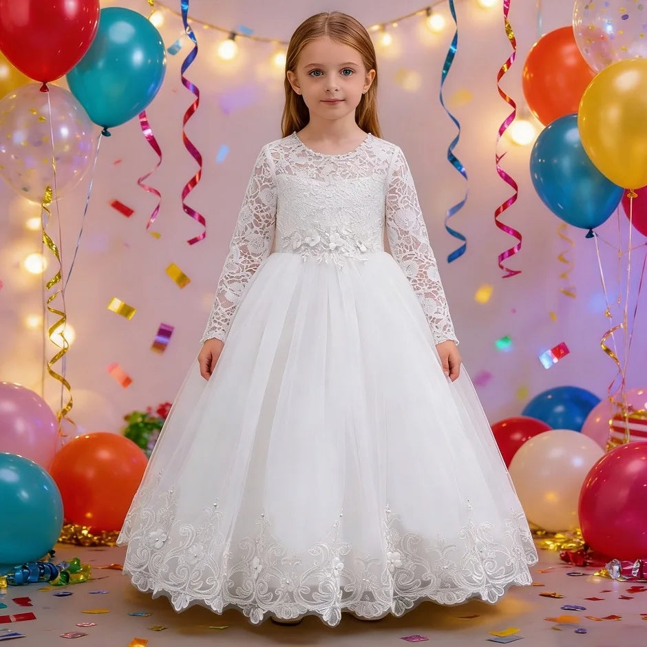 girls dress Long dresses for girls aged 4-12 Birthday dress Gorgeous and elegant beauty pageant dress