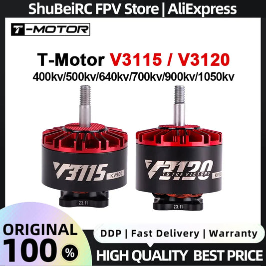 T-MOTOR V3115 V3120 Brushless Motor 400kv/500kv/640kv/700kv/900kv/1050kv for 3-12S 8-11 inch X4 X8 RC Racing FPV Drones
