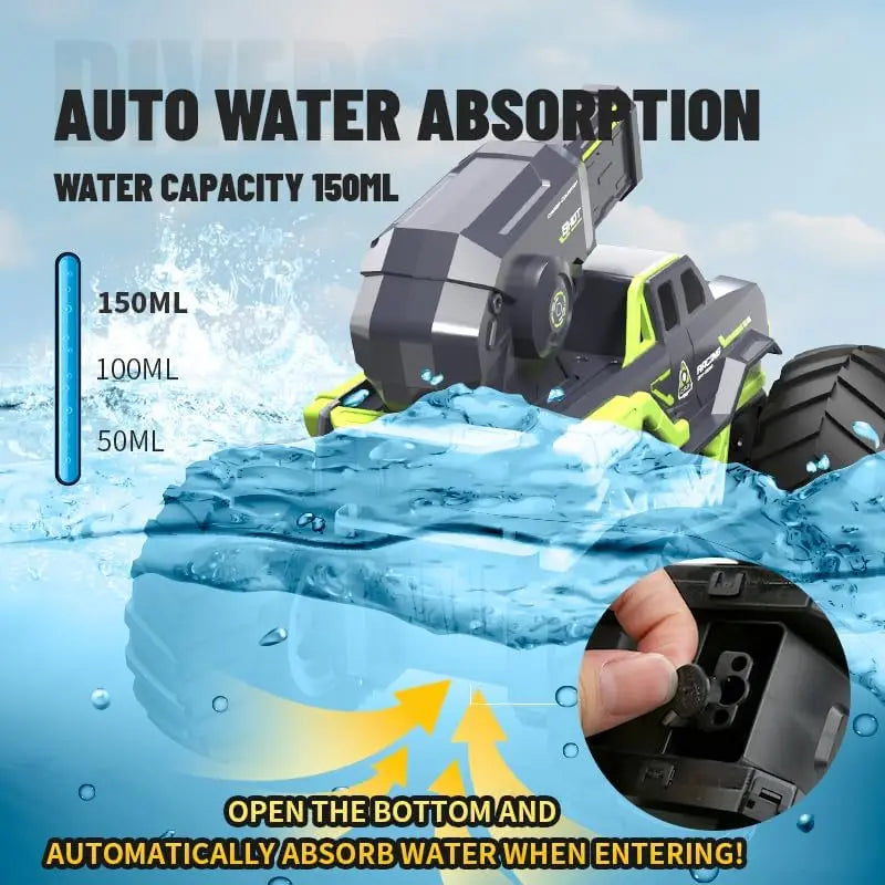 HYPERLIVING Amphibious Remote Control Car, RC Car with Shoot Water Toys, Stunt Vehicle Radio Controlled Car 360° Waterproof Water Cannon Truck Toy Kids Gifts for 6+ Years Boys Girls