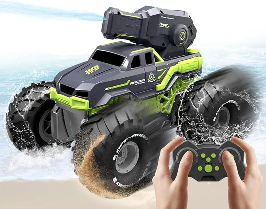 HYPERLIVING Amphibious Remote Control Car, RC Car with Shoot Water Toys, Stunt Vehicle Radio Controlled Car 360° Waterproof Water Cannon Truck Toy Kids Gifts for 6+ Years Boys Girls