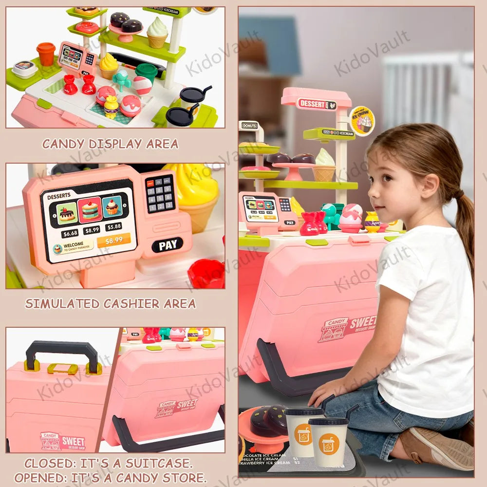 Kids Pretend Sweet Shop Playset Toy, Kitchen Set Gift