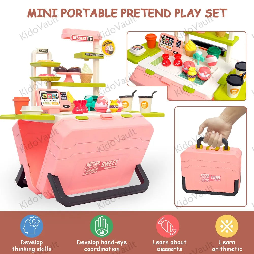 Kids Pretend Sweet Shop Playset Toy, Kitchen Set Gift