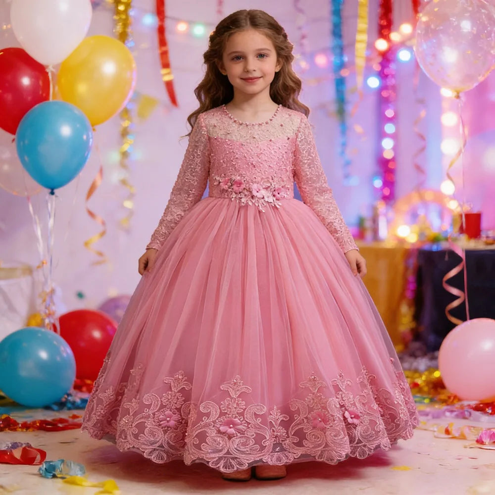 girls dress Long dresses for girls aged 4-12 Birthday dress Gorgeous and elegant beauty pageant dress