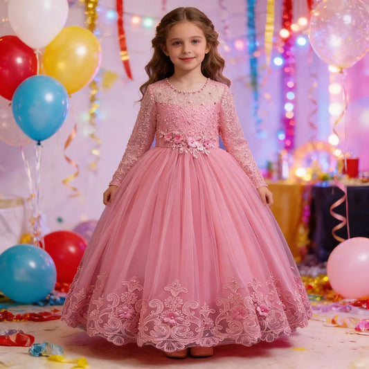 girls dress Long dresses for girls aged 4-12 Birthday dress Gorgeous and elegant beauty pageant dress