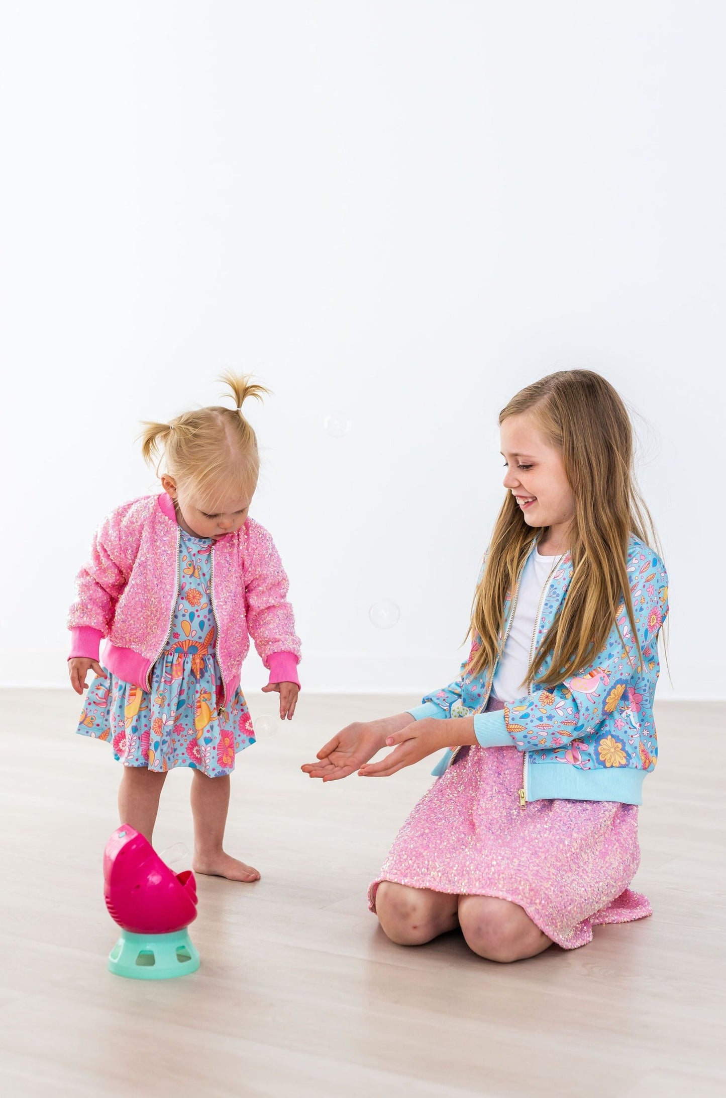 Berenice Blue Retro Unicorns Satin Jacket