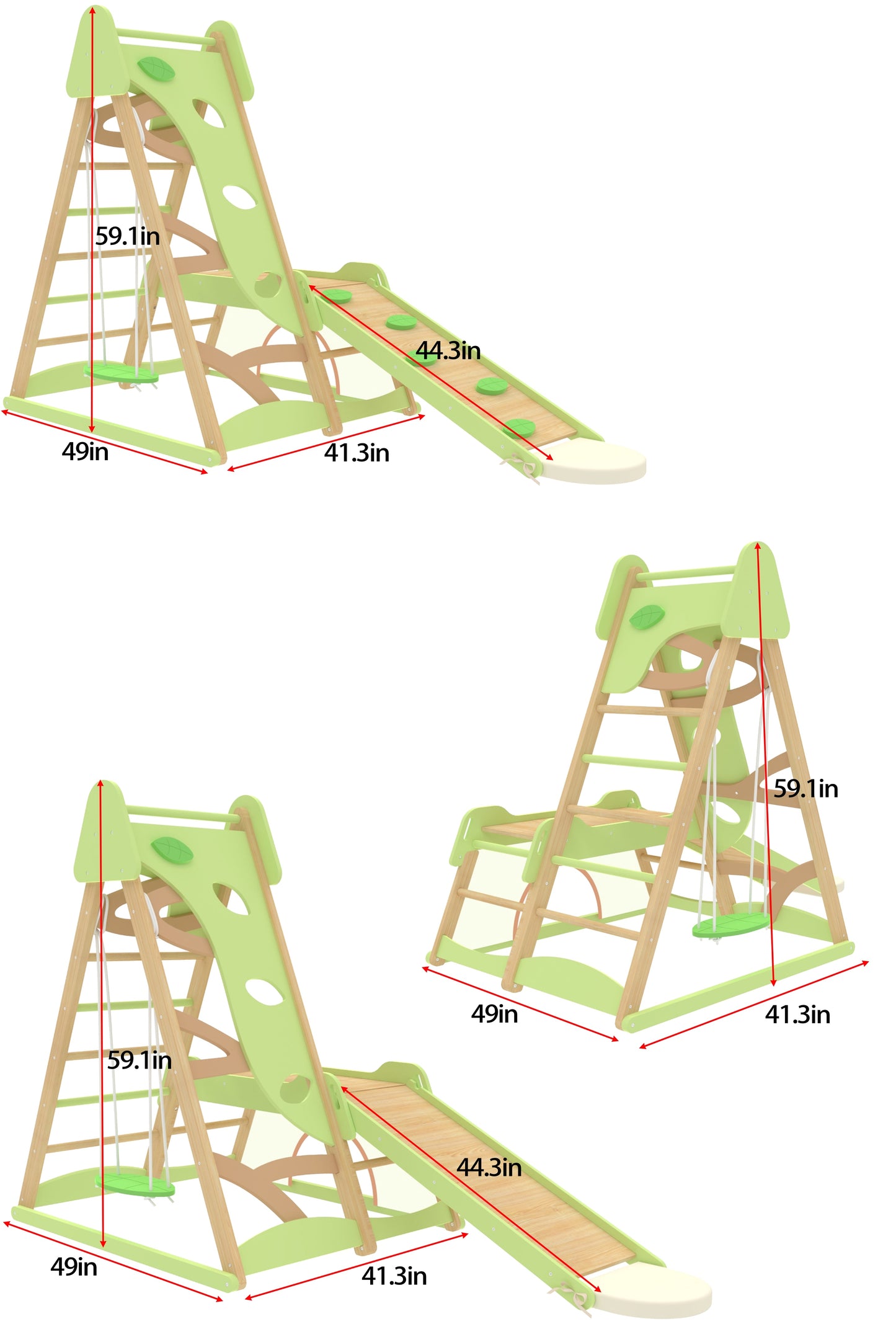 Wooden Jungle Gym Climber – Montessori Toddler Playset with Slide
