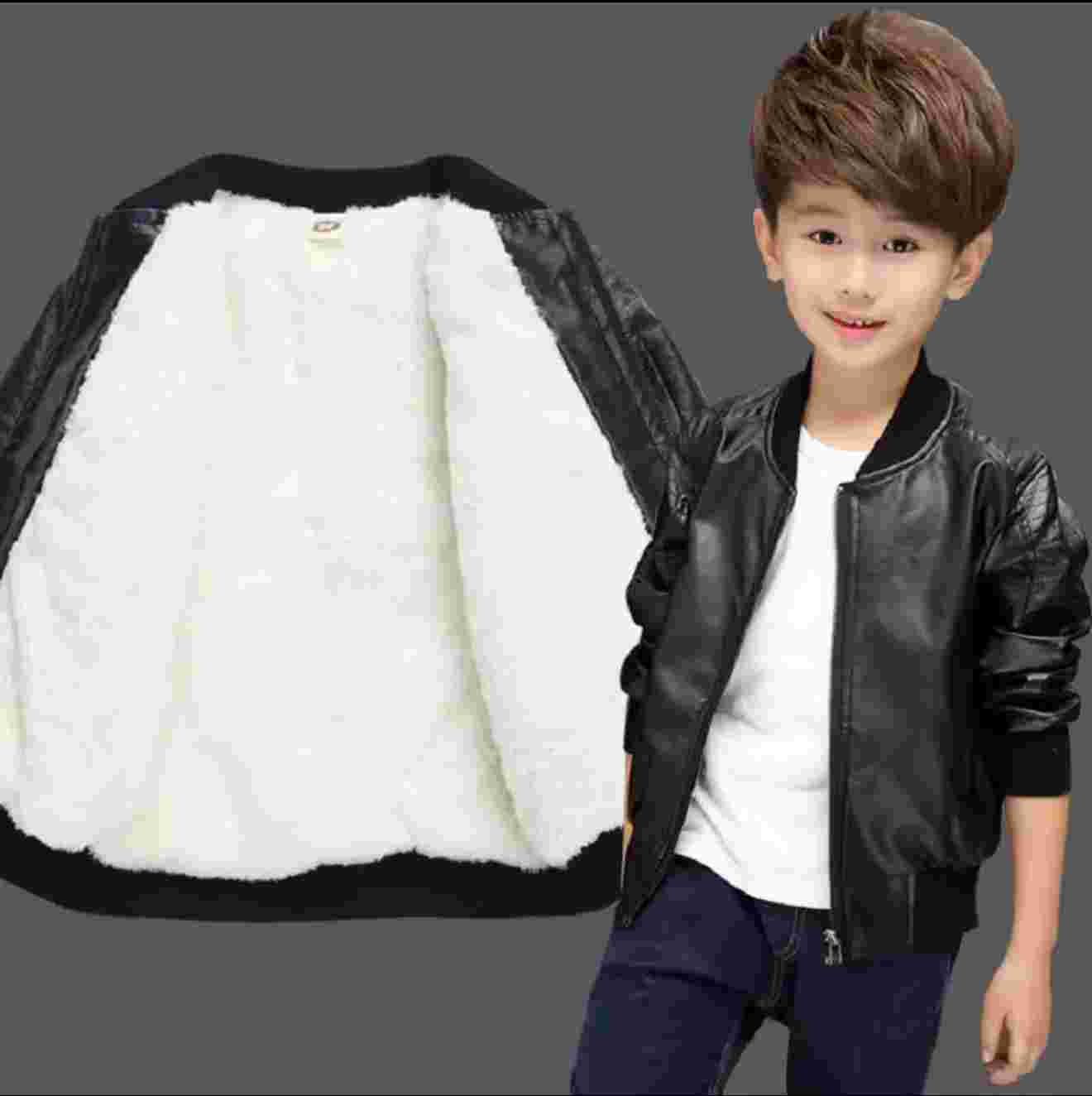 Brandon Boys Motorcycle Jacket - Faux Leather Coat for Kids