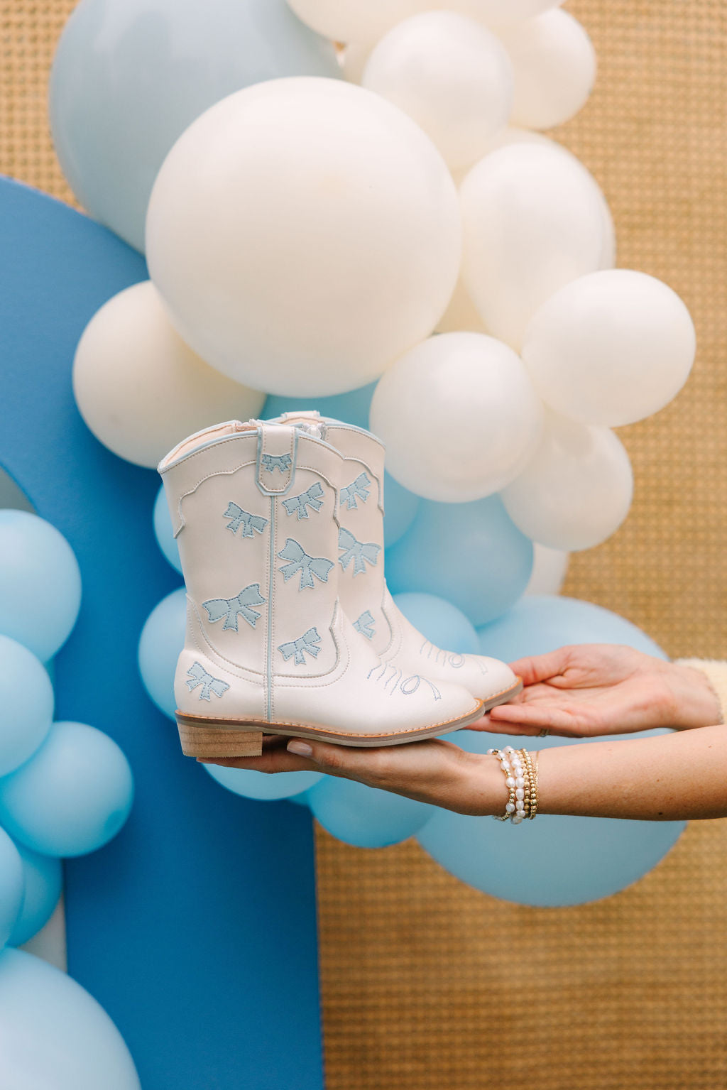 Gina Cowgirl Baby Blue Bow Boots