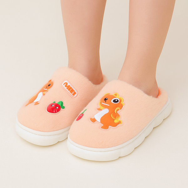 Nilda Cartoon Dino Warm Soft Cotton Slippers Ages 4-12