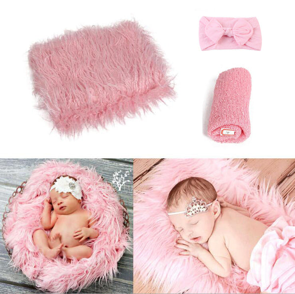 3pcs Baby Photography Props Photo Wraps Studio Photography Blankets