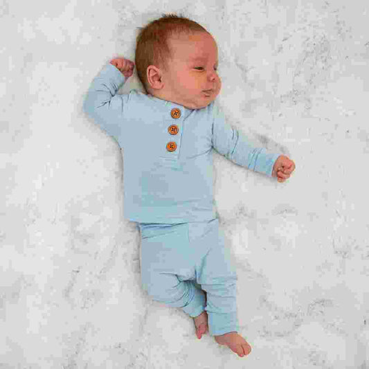 Light Blue Bamboo Infant Clothing Set for Comfort