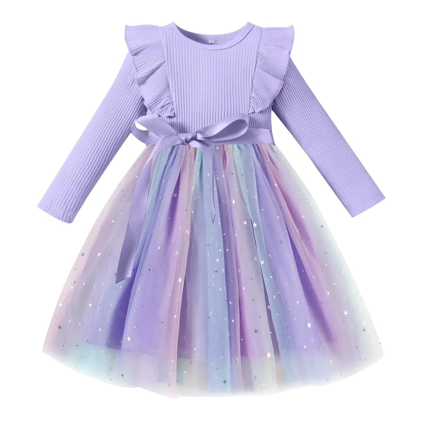 Tulle-Toddler Dress Long Sleeve Ruffle-Fall/Winter Dresses for Girls
