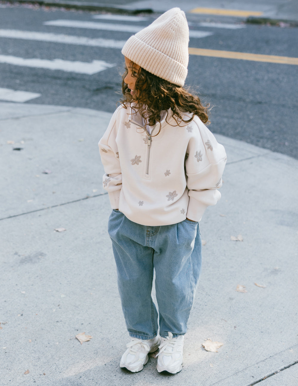 Fermina Floral Kids Half-Zip