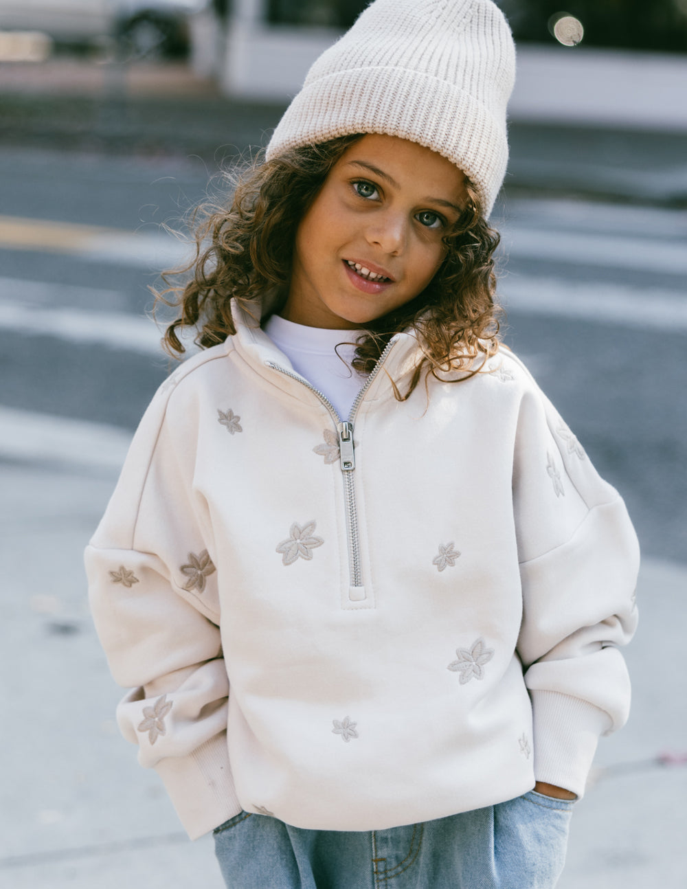 Fermina Floral Kids Half-Zip