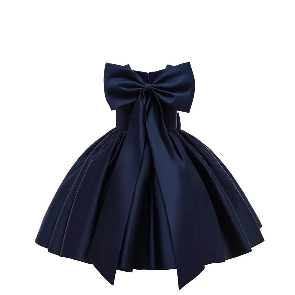 Baby Girl Big Bowknot Birthday Pageant Dress-Toddler Party Tutu Gown Baptism Dresses