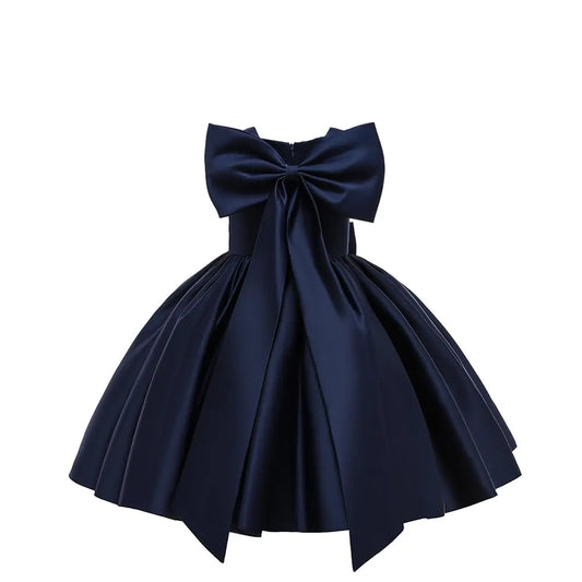 Baby Girl Big Bowknot Birthday Pageant Dress-Toddler Party Tutu Gown Baptism Dresses