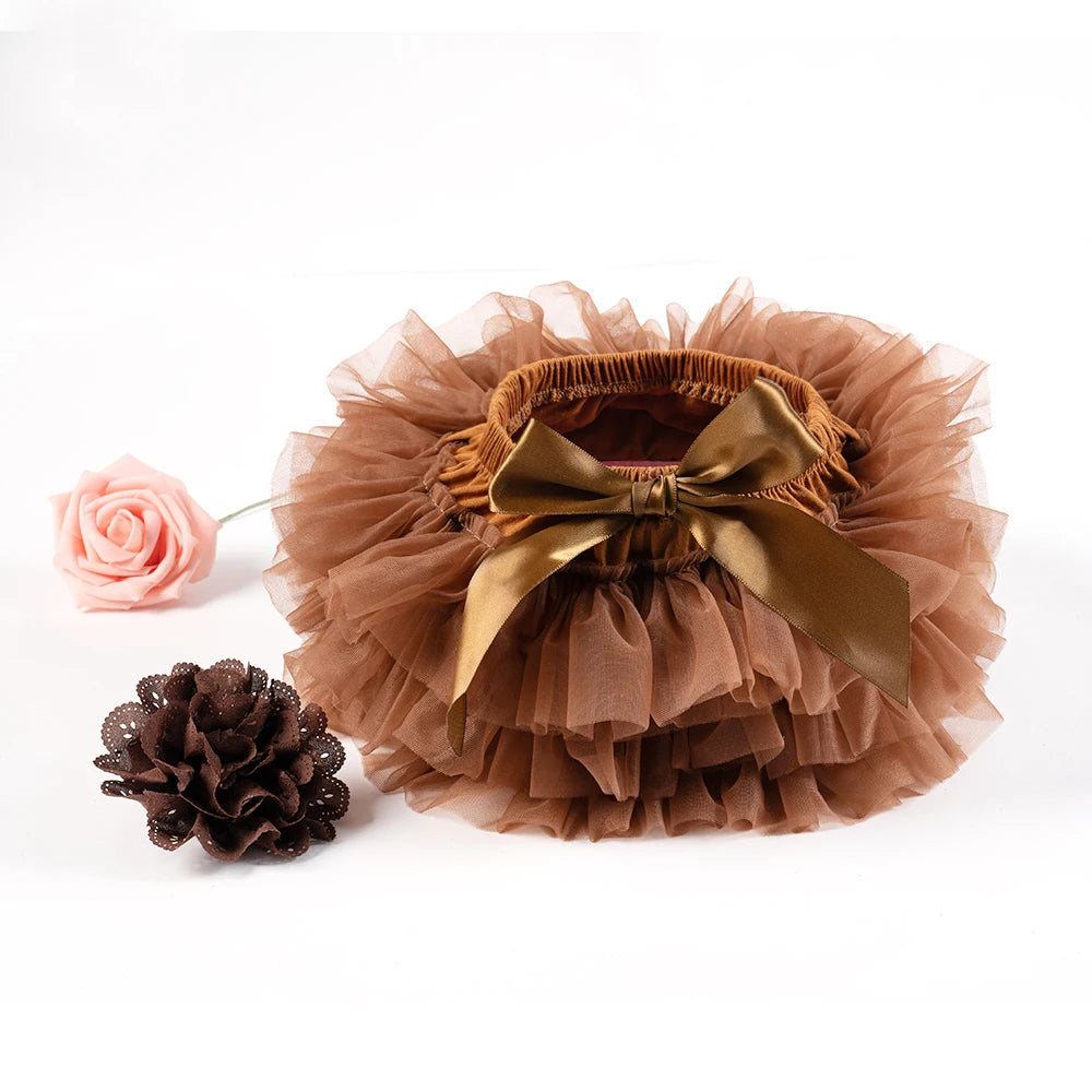Baby Girls Tulle Tutu Bloomers Infant Newborn Diapers Cover 2pcs Short Skirts+Headband Set