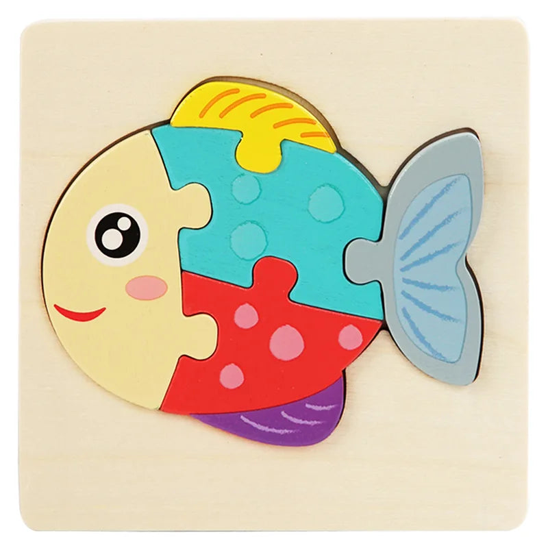 Kids Wooden Toys 3D Wood Puzzle Cartoon Animals Cognitive Jigsaw Puzzle
