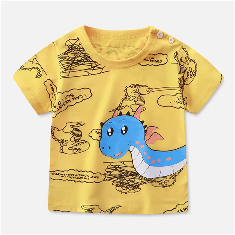 Gael Short Sleeve Cartoon Print Tees - GuGuTon baby store - Baby Fashion - Toddlers Outfits - Babies Outfits - Toddler Clothes - Kids Clothing - Newborn Clothes - Newborn Wear - Kids Wear - Trending Clothes - Trending Outfits - Fall Fashion - Winter Fashion - Girls Clothes - Boys Clothes - Babies Wear - Kids Accessories - KidsWear - Summer Clothes - Summer Fashion - Summer Trend - Falls Sweaters - Tops - Bottom - Jeans - Blouse - Dresses - Newborn Dresses - Toys